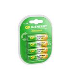Батарейки аккумуляторные GP ReEnergy Ni-Mh пальчиковые КОМПЛЕКТ 4 шт., АА (HR6), 2600mAh, 270AAHCRGY, 270AAHCRGY-2CRC