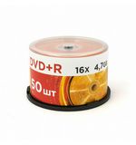 Диски DVD+R (плюс) MIREX, 4,7 Гб, 16x, Cake Box (упаковка на шпиле), КОМПЛЕКТ 50 шт., UL130013A1B