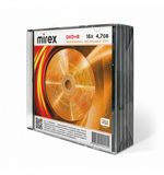 Диски DVD+R (плюс) MIREX, 4,7 ГБ, 16x, Slim Case, КОМПЛЕКТ 5 шт., UL130013A1F