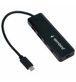 Хаб USB 3.1, 2xUSB, 2xType-C, с дополнительным питанием (Type-C), кабель Type-C 19 см, черный, GEMBIRD UHB-C425