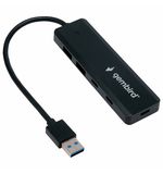 Хаб USB 3.1, 2хUSB, 2хType-C, с дополнительным питанием (Type-C), кабель USB 19 см, черный, GEMBIRD UHB-C415