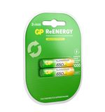 Батарейки аккумуляторные GP ReEnergy Ni-Mh мизинчиковые КОМПЛЕКТ 2 шт., ААА (HR03), 650 mAh, 65AAAHCRGY, 65AAAHCRGY-2CRC