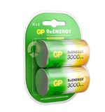 Батарейки аккумуляторные GP ReEnergy Ni-Mh КОМПЛЕКТ 2 шт., D (HR20), 3000 mAh, 300DHCRGY-2CRCB2