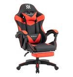 Кресло компьютерное DEFENDER Tornado, 2 подушки, подставка для ног, экокожа, черное/красное, ш/к 26722, 64057