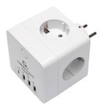 Сетевой фильтр CABLEXPERT Cube, 4 розетки, 16 А, 1 x Type-C PD, 3 х USB, белый, CUBE-4-СU3-W