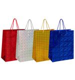 Пакет подарочный 26x13x32 см (L), НАБОР 4 шт., 4 дизайна, голография, ЗОЛОТАЯ СКАЗКА, 609734