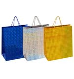 Пакет подарочный 41x19x49 см (XXL), НАБОР 3 шт., 3 дизайна, голография, ЗОЛОТАЯ СКАЗКА, 609738