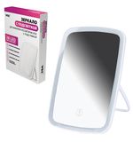 Зеркало настольное с LED-подсветкой для макияжа, 24х17 см, 3 режима свечения, аккумулятор 800 mAh, цвет белый, WBZ, 609333