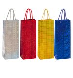 Пакет подарочный для бутылки 13x8x36 см (B), НАБОР 8 шт., 4 дизайна, голография, ЗОЛОТАЯ СКАЗКА, 609735