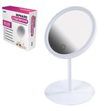 Зеркало настольное с LED-подсветкой для макияжа, диаметр 17 см, 3 режима свечения, аккумулятор 800 mAh, цвет белый, WBZ, 609332