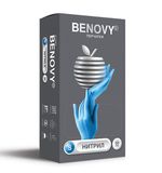 Перчатки нитриловые смотровые 50 пар (100 шт.), размер S, голубые BENOVY Nitrile Chlorinated, ЧЗ, К