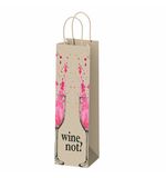 Крафт-пакет бумажный "Wine not?" 15х8х39 см, с кручеными ручками, плотность 80 г/м2, 115809