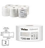Бумага туалетная 200 м, VEIRO Professional (Система T2), комплект 12 шт, Comfort, 2-слойная, T203