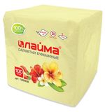 Салфетки бумажные, 100 шт., 24х24 см, ЛАЙМА, жёлтые (пастель), 100% целлюлоза, 126908