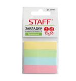 Закладки клейкие STAFF бумажные, 50х12 мм, 4 цвета х 25 листов, европодвес, 127147