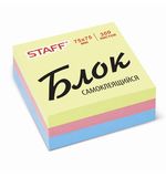 Блок самоклеящийся (стикер) STAFF, 75х75 мм, 300 л., 3 цвета, 127146