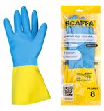 Перчатки латексно-неопреновые SCAFFA "Спектр", КЩС-1, хлопчатобумажное напыление, р. 8, M, 00-01017726