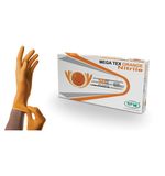 Перчатки нитриловые сверхпрочные с текстурой SFM MEGA TEX ORANGE, Германия, 25 пар (50 штук), размер M, ЧЗ, 4036534913208