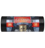 Мешки для мусора 180 л, ПРОЧНЫЕ черные, в рулоне 10 шт., ПВД 60 мкм, 2-х слойные, 90x110 см, "БРОНЯ", ВР-0011Н