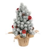 Ель новогодняя искусственная 32 см, заснеженная с декором, литой ПЭТ, ЗОЛОТАЯ СКАЗКА, 592514