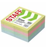 Блок самоклеящийся (стикеры) STAFF STANDARD, ПАСТЕЛЬНЫЙ 51х51 мм, 4 цвета, 400 листов, 116585