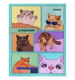 Дневник 5-11 класс 48 л., твердый, FUNSTER (ФАНСТЕР), выборочный лак, с подсказом, "Мемные коты", 107617