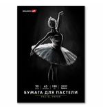 Бумага для пастели БОЛЬШАЯ А3 в папке, 20 листов ЧЕРНАЯ, 180 г/м2, BRAUBERG ART CLASSIC, 116348