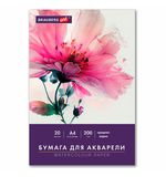 Бумага для акварели А4 в папке, 20 листов, 200 г/м2, среднее зерно, BRAUBERG ART CLASSIC, 116351