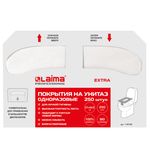 Покрытия на унитаз EXTRA, 1/2 сложения, LAIMA (Система V1), 18 г/м2, КОМПЛЕКТ 250 шт., 37х42,5 см, 116730