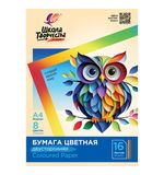 Цветная бумага А4 2-сторонняя офсетная, 16 л., 8 цветов, папка, ЛУЧ "Школа творчества", 210х297 мм, 30С 1791-08