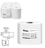 Полотенца бумажные с центральной вытяжкой 180 м, VEIRO (M4) COMFORT, 2-слойные, КОМПЛЕКТ 6 рулонов, KP206