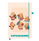 Скетчбук, слоновая кость 140 г/м2, 130х210 мм, 80 л., софт-тач, резинка, наклейки, FUNSTER (ФАНСТЕР), "Капибары", 117782