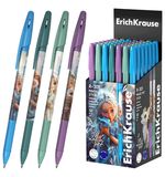 Ручка шариковая ERICH KRAUSE R-301 Stick "Magic Pet", СИНЯЯ, корпус ассорти, линия 0,35 мм, 63071