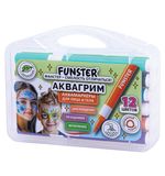 Аквагрим аквамаркеры для лица и тела, 12 цветов, FUNSTER (ФАНСТЕР), пластиковый кейс, 152609