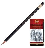 Карандаши чернографитные KOH-I-NOOR "Toison D'or", НАБОР 12 шт., 8B-2H, металлическая коробка, 1912012001PL, 1912012001PLRU
