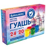 Гуашь BRAUBERG "ЗАМОК" 24 цвета по 20 мл, надежная упаковка, 192689