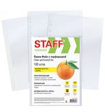 Папки-файлы перфорированные А4 STAFF ЭКОНОМ, КОМПЛЕКТ 100 шт., матовые, 35 мкм, 273004