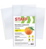 Папки-файлы перфорированные А4 STAFF "ЭКОНОМ", КОМПЛЕКТ 100 шт., матовые, 30 мкм, 273002