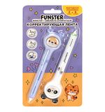Корректирующая лента FUNSTER (ФАНСТЕР) "Милые зверята", 5 мм x 6 м, КОМПЛЕКТ из 2 шт., на блистере, 273983