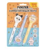 Корректирующая лента FUNSTER (ФАНСТЕР) "Милые зверята", 5 мм x 6 м, КОМПЛЕКТ из 3 шт., на блистере, 273984