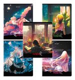 Тетради ДЭК А5 48 л. КОМПЛЕКТ 5 шт., BRAUBERG скоба, клетка, глянцевый лак, "Anime Dreams", 404674