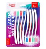 Зубная щетка жесткая CLASSIC WHITENING, безопасное отбеливание, КОМПЛЕКТ 8 шт., LAIMA DENT, 609315