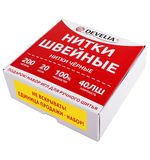 Нитки швейные 40 ЛШ, 200 м, полиэстер, НАБОР 20 шт., черные, в ПОДАРОК иглы, DEVELIA (Девелиа), 609622