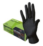 Перчатки нитриловые смотровые с текстурой CRYSTAL PRO, 25 пар (50 шт.), размер M (средний), черные, CR-BL-01