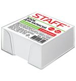 Блок для записей STAFF в подставке прозрачной, куб 9х9х5 см, белый, белизна 90-92%, 129193