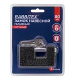 Замок навесной чугунный 80 мм "Гаражный" с полимерным покрытием, 3 ключа, RABBITEX (РАББИТЕКС), 671302