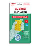 Перчатки МНОГОРАЗОВЫЕ латексные LAIMA, С АРОМАТОМ АЛОЭ, зеленые, хлопчатобумажное напыление, размер L (большой), вес 55 г, 700546