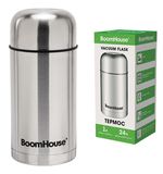 Термос 1 л для еды/напитков с широким горлом, BOOMHOUSE (БУМХАУС) WIDE, нержавеющая сталь SUS304, серебристый, 700320