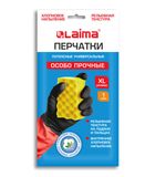 Перчатки МНОГОРАЗОВЫЕ латексные LAIMA "БИКОЛОР" черно-красные, ОСОБО ПРОЧНЫЕ, хлопковое напыление, размер XL (оч. большой), вес 64 г, 700540