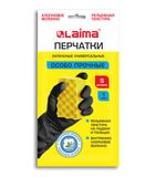 Перчатки МНОГОРАЗОВЫЕ латексные LAIMA, с ХЛОПКОВЫМ ВОЛОКНОМ, черные, размер S (малый), вес 52 г, 700533